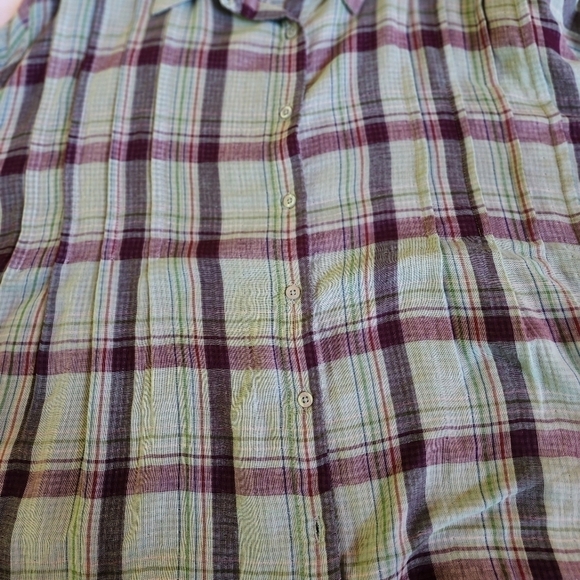 Elan Sz. L Long Sleeve Button Down Multicolored Oversized Shirt with Pocket - Picture 14 of 14